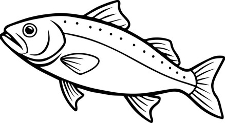 coral trout outline vector illustration line art