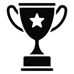 Black silhouette of a trophy cup with a star inside on a white background award winner