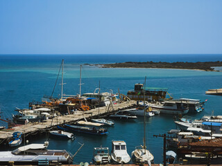 Fishing boats and yachts in the harbor of Famagusta, Cyprus, June 13, 2025