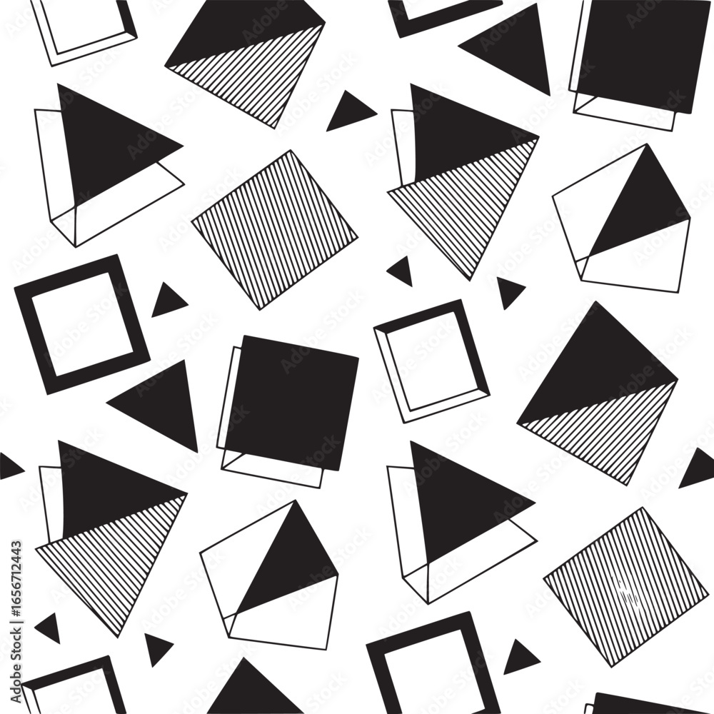 Poster vector art of abstract geometric pattern featuring triangles and squares in a seamless retro style d