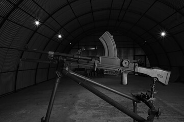 World War Two light machine gun on a tripod. 
