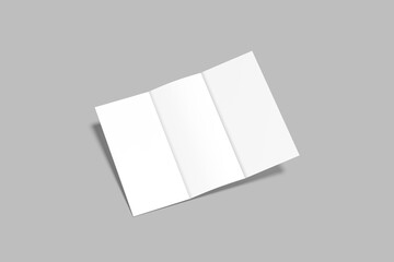 Blank tri fold brochure mock up. Open and closed booklet template