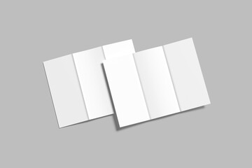 Blank tri fold brochure mock up. Open and closed booklet template