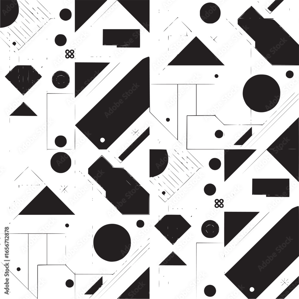 Poster vector art of monochrome geometric pattern with abstract shapes for modern design projects