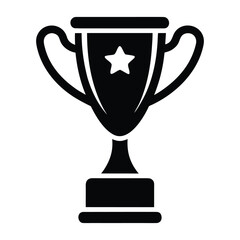 Black silhouette of a trophy cup with a star on a white background award winner 2