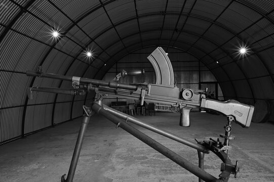 World War Two light machine gun on a tripod. 