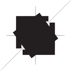 Vector art of abstract geometric composition with a red square, black rectangle and diagonal lines on a light background