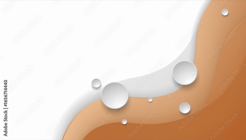 Aufkleber abstract background with white and brown waves and circles modern design for presentation or website