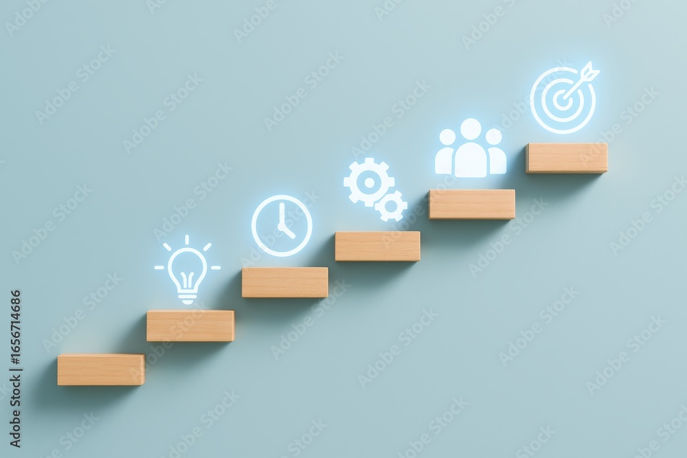 Poster ascending the ladder of success: a visual representation of the journey from initial idea to achievi