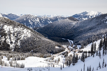 Scenic Snowy Mountains Ski Resort