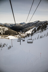 Ski Slope Empty Lift Riding into Sunset