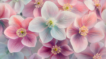 A close up of a bunch of pink flowers