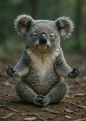 Naklejka premium Meditative koala practicing mindfulness.