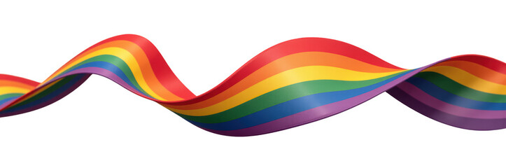 Vibrant rainbow ribbon flowing gracefully, symbolizing diversity and inclusivity, with bright colors blending harmoniously