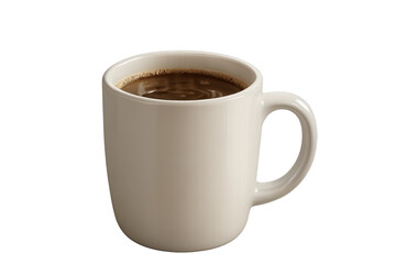 Warm coffee in a white mug isolated on transparent background, ready for morning