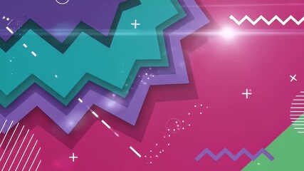 Abstract vibrant backdrop with sharp edges, lines, and geometric forms in bright, fun colors