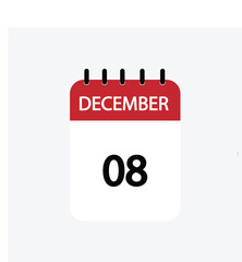 8 december calendar december calendar vector illustration