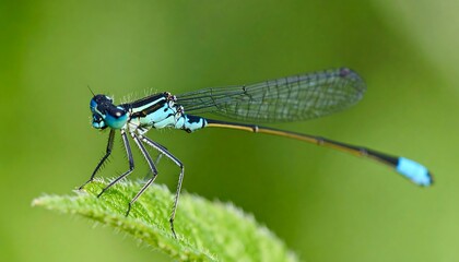Azure damselfly on leaf