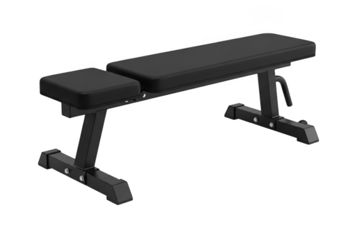 Flat weight bench for fitness, gym, exercise, and strength training isolated on transparent background
