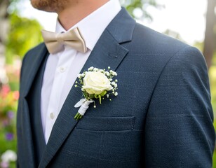 Groom's suit and boutonniere