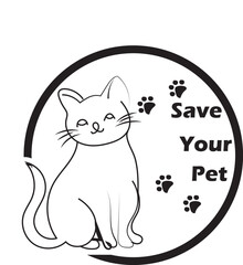black cat line art vector