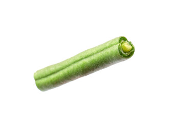 One piece of green beans pod isolated on white