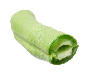 One piece of green beans pod isolated on white