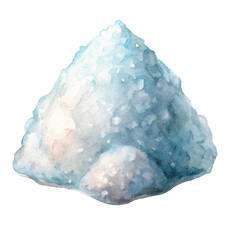 Watercolor styled mineral illustration of crystal or rock salt, natural ingredient for cooking, healing and meditation. Generative AI