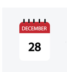 28 december calendar december calendar vector illustration