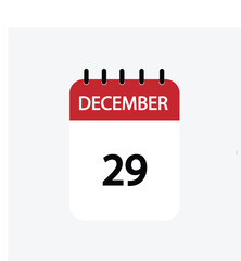 29 december calendar december calendar vector illustration
