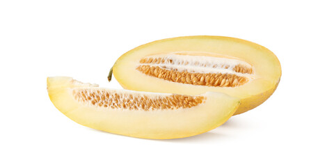 Slices of fresh ripe melon isolated on white