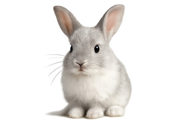 Obraz premium Adorable baby rabbit with soft grey fur isolated on transparent background