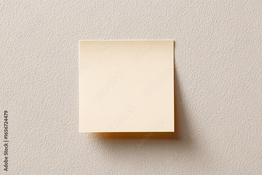 Poster blank sticky note on light textured background ready for notes and reminders in a workspace or study