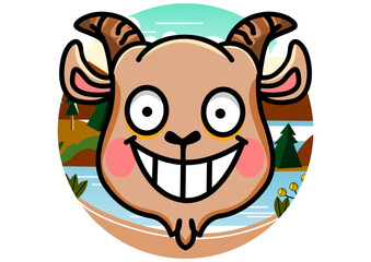 illustration of a goat in the mountains