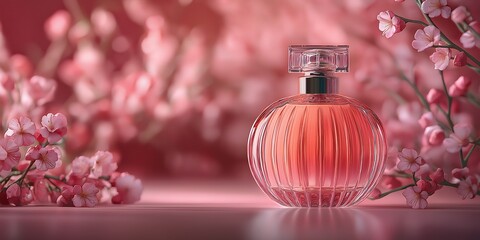 Perfume image mock up for advertising fragrance luxury beauty, cosmetics elegant glass packaging design commercial product fashion scent ai generated art