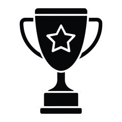 Black silhouette of a trophy with a star inside a circle award winner