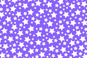 Purple white background or wallpaper with stars seamless pattern. Star, purple, white color. Design for wallpaper, textile, print, fabric, wrapping, celebration, day, greeting, card, scrapbook, etc.