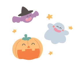 ハロウィン素材セット（かぼちゃ・おばけ・こうもり）/Halloween Material Set (Pumpkin, Ghost, Bat)