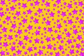 Abstract colorful background with stars. Pink yellow seamless pattern geometric texture background. Bright & fun design for wallpaper, textile, decoration, print, wrapping, package, birthday, children