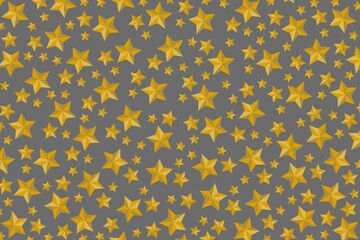 Gold metal texture background with stars pattern. Luxury. Star. Grey. Gold. Design for wallpaper, textile, fabric, print, wrapping paper, product packaging, decoration, celebration, print, etc. 