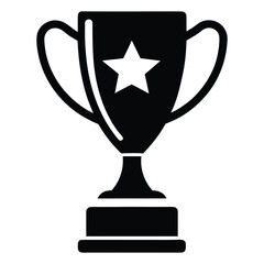 Black silhouette of a trophy with a star on a white background award winner