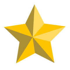 Gold star isolated on transparent background. Three-dimensional gold-colored star, symbolizes light, hope, achievement, honor, asterism, computer, mathematics, astronomy. Star shape png