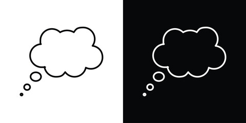 Thought Bubble Icon in Two Variations with White and Black Backgrounds