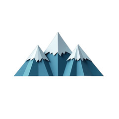 Three stylized mountains with snowy peaks.