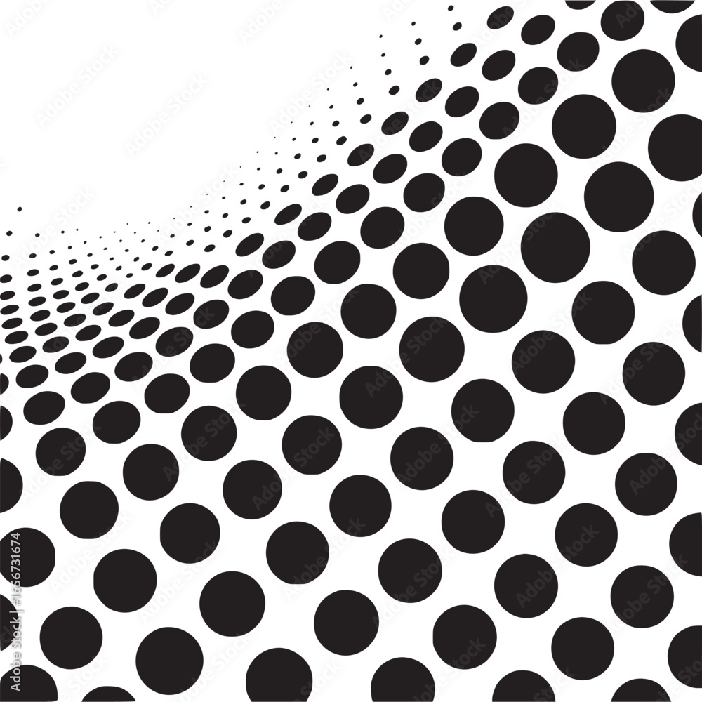 Poster vector art of abstract dot pattern with a sense of perspective and depth creates a modern and dynami