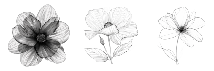 Elegant Floral Illustrations featuring three different types of flowers