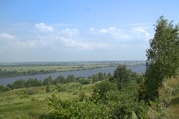 landscape with trees and river