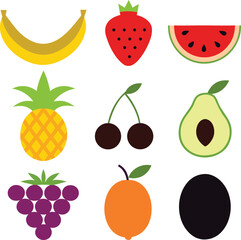 Food fruits glyph icon set vector pictograms vector illustration