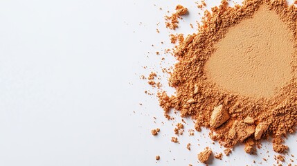 Obraz premium The texture of the powder blush is isolated on a white background, pngsharp focus, film grain, natural lighting. png