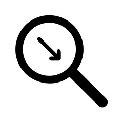 Magnifying Glass with Downward Arrow Icon | Search & Filter Symbol | Zoom Out Graphic | Exploration Tool Vector | Investigation Search Illustration